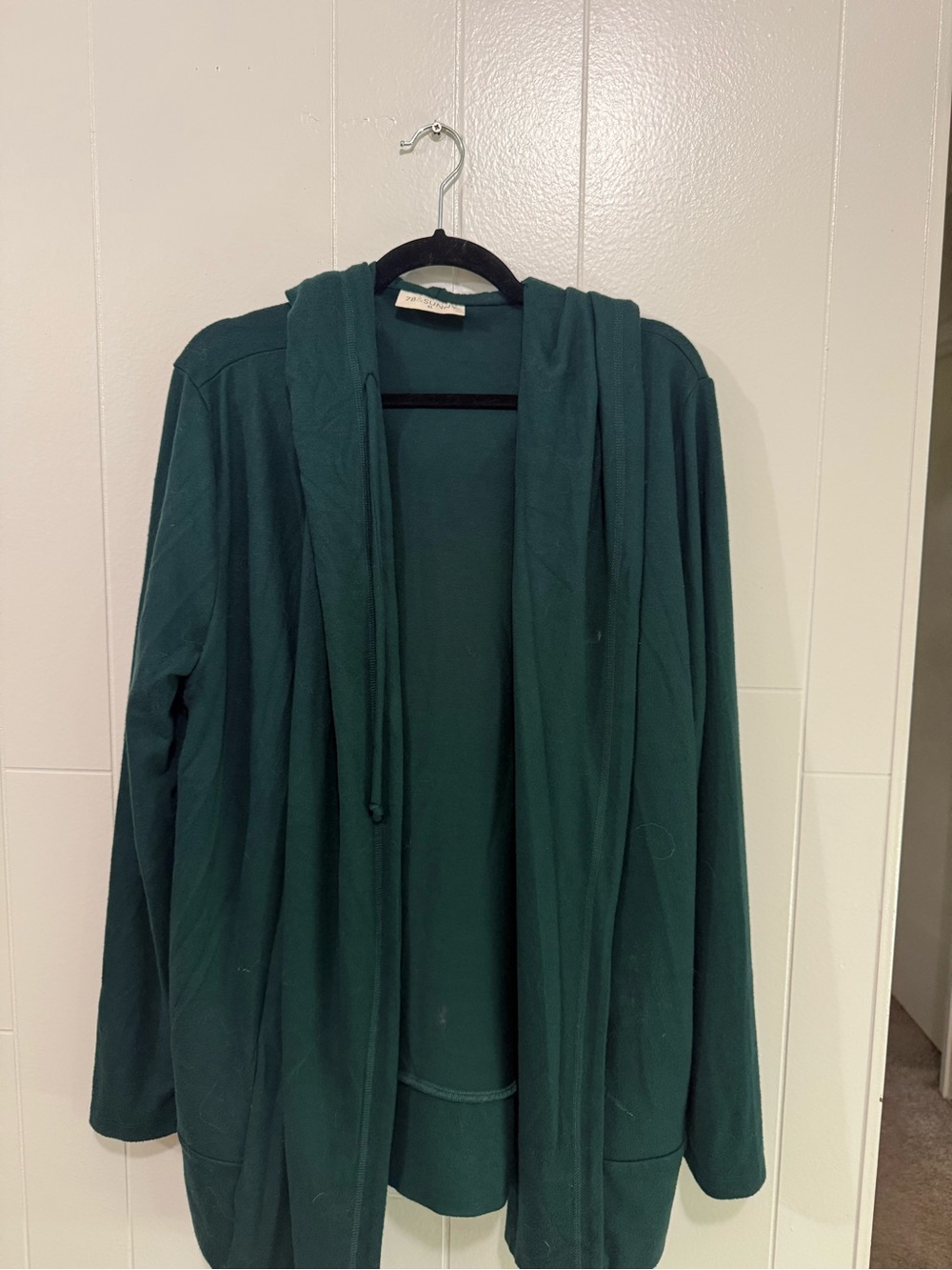 SEAS 78 & Sunny Open Front Hooded Cardigan in Deep Teal